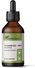 plantrition Vitamin K2 MK-7 Tropfen 20 ml mit 100 µg pro Tagesdosis vegan vegetarisch glutenfrei laktosefrei – Bild 1 von 3