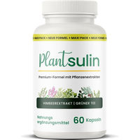 Produktbild von Plantsulin Premium Pflanzenextrakt-Kapseln mit Himbeerketon und Grünem Tee, 60 Kapseln, pflanzlicher Ursprung