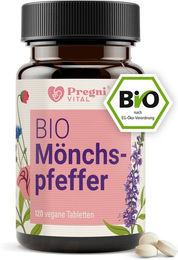PregniVital BIO Mönchspfeffer 10 mg Tabletten vegan ohne Zusatzstoffe 120 Stück – Bild 1 von 2