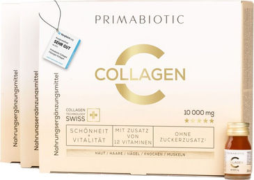 Primabiotic Collagen Peptide Trinkampullen mit 10000 mg Kollagen aus Rind, zuckerfrei und ohne Zusatzstoffe, 90 Ampullen à 30 ml (2700 ml) – Bild 1 von 2