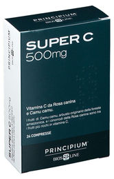 Principium Super C 500 Vitamin C mit Kräuter-Komplex aus Acerola und Hagebutte, 24 Tabletten, vegan, glutenfrei und laktosefrei – Bild 1 von 2