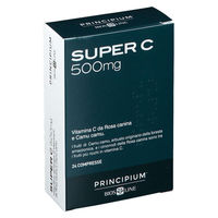 Produktbild von Principium Super C 500 Vitamin C mit Kräuter-Komplex aus Acerola und Hagebutte, 24 Tabletten, vegan, glutenfrei und laktosefrei