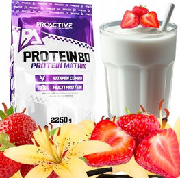 ProActive Molkenproteinkonzentrat WPC 80 Eiweißpulver mit Vanille und Erdbeere 2,25 kg – Bild 1 von 2
