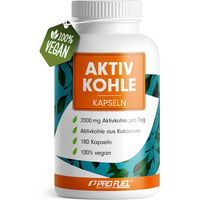 Produktbild von ProFuel Aktivkohle Kapseln vegan mit 2000 mg Aktivkohle aus Kokosnuss 180 Kapseln