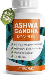 ProFuel Ashwagandha Komplex mit Premium KSM-66 Kapseln 120 Stück – Bild 1 von 3