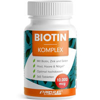 Produktbild von ProFuel Biotin hochdosiert 10.000 mcg mit Zink und Selen Tabletten 365 Stück vegan