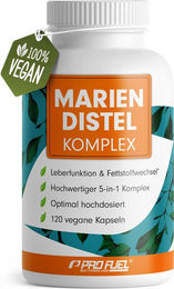 ProFuel Mariendistel Komplex Kapseln hochdosiert mit Artischocke, Löwenzahn, Desmodium und Cholin 120 Stück – Bild 1 von 3