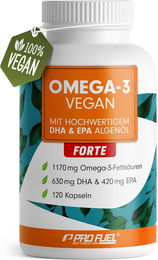 ProFuel Omega-3 Vegan FORTE Kapseln ohne Gelatine 120 Stück – Bild 1 von 3