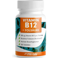 Produktbild von ProFuel Vitamin B12 hochdosiert mit Biofolate Folsäure Tabletten vegan 365 Stück