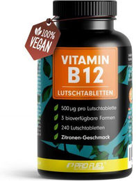 ProFuel Vitamin B12 Lutschtabletten Zitrone - 240 Stück, vegan und zuckerfrei – Bild 1 von 1