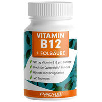 Produktbild von ProFuel Vitamin B12 und Folsäure Tabletten vegan 365 Stück