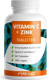 ProFuel Vitamin C und Zink Tabletten vegan mit 500 mg gepuffertem Vitamin C und 15 mg Zinkbisglycinat 365 Stück – Bild 1 von 2