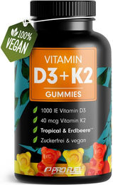 ProFuel Vitamin D3 + K2 Gummies 60 Stück | 1000 IE D3 + 40 µg K2 | vegan & zuckerfrei – Bild 1 von 3