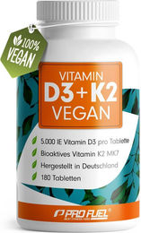 ProFuel Vitamin D3 + K2 Tabletten mit Flechten vegan 180 Stück – Bild 1 von 2
