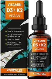 ProFuel Vitamin D3 + K2 Tropfen vegan 50 ml mit 1000 IE D3 und 40 µg K2 – Bild 1 von 3