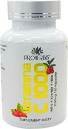 Proherbis Vitamin C 1000 mg mit Acerola und Rose, vegane Kapseln für Erwachsene, 60 Stück – Bild 1 von 1