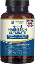 Prowise Healthcare 4-in-1 Magnesiumbisglycinat mit KSM-66 Ashwagandha, Kurkuma und Vitamin B6 Kapseln vegan glutenfrei laktosefrei – Bild 1 von 1