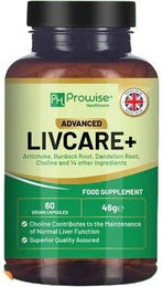 Prowise Healthcare Advanced Livcare+ Kräuter-Komplex mit Cholin, Artischocke, Klettenwurzel und Löwenzahnwurzel 60 vegane Kapseln glutenfrei und laktosefrei – Bild 1 von 5