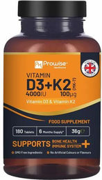 Prowise Vitamin D3 und K2 MK7 Tabletten 4000 IE vegetarisch 180 Stück – Bild 1 von 2