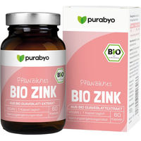 Produktbild von PURABYO Bio Zink Kapseln vegan aus Guavenblättern ohne Gelatine