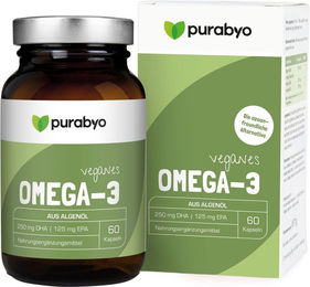 PURABYO Omega-3 Algenöl Kapseln vegan – Bild 1 von 3