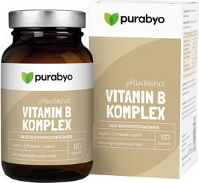 PURABYO Vitamin B Komplex Kapseln Bio Vegan ohne Zusatzstoffe 60 Stück – Bild 1 von 3