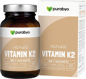 Purabyo Vitamin K2 MK-7 Kapseln 200 mcg vegan ohne Zusatzstoffe 60 Stück – Bild 1 von 2