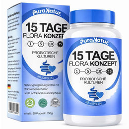 PuraNatur 15 Tage Flora Konzept Kräuter-Komplex mit Pflanzenextrakten 30 Kapseln – Bild 1 von 1