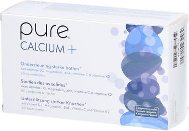pure Calcium + Lutschtabletten mit Carbonat, zuckerfrei, glutenfrei, laktosefrei und vegetarisch, 60 Stück – Bild 1 von 1