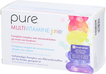 Pure Multivitamine Junior Lutschtabletten für Kinder zuckerfrei vegetarisch glutenfrei laktosefrei 60 Stück – Bild 1 von 1