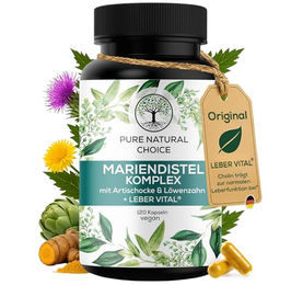 Pure Natural Choice Mariendistel Komplex mit Artischocke und Löwenzahn 80% Silymarin vegan 120 Kapseln – Bild 1 von 13