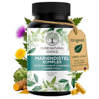 Produktbild von Pure Natural Choice Mariendistel Komplex mit Artischocke und Löwenzahn 80% Silymarin vegan 120 Kapseln