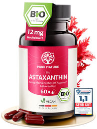 Pure Nature Astaxanthin hochdosiert 12 mg 60 vegane Kapseln mit Bio-Olivenöl – Bild 1 von 5