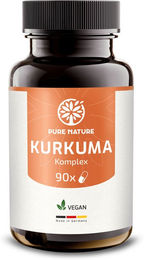 Pure Nature Kurkuma Komplex Kapseln mit Curcuma, Vitamin C und Piperin ohne Zusatzstoffe – Bild 1 von 2