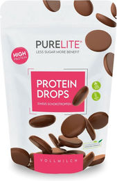 PURELITE Protein Drops Vollmilch Schokolade, vegetarisch, zuckerfrei, Low Carb, 450 g – Bild 1 von 2