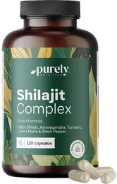 Purely Shilajit Komplex mit Ashwagandha, Kurkuma und Löwenmähne Kapseln 120 Stück – Bild 1 von 1