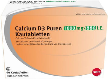 PUREN Pharma Calcium D3 Lutschtabletten mit 1000 mg Calcium und 880 I.E. Vitamin D3, 90 Stück – Bild 1 von 1