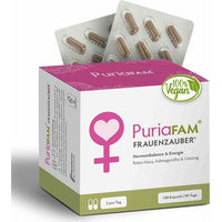 Produktbild von PuriaFAM Frauenzauber Maca Rot und Ashwagandha Kapseln vegan 180 Stück