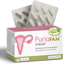 PuriaFAM Zyklus Balance Kapseln mit Maca, Inositol, Mönchspfeffer und Shatavari vegan 60 Stück – Bild 1 von 5