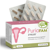 Produktbild von PuriaFAM Zyklus Balance Kapseln mit Maca, Inositol, Mönchspfeffer und Shatavari vegan 60 Stück