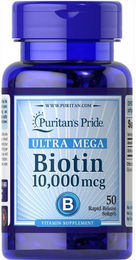 Puritan's Pride Ultra Mega Biotin 10.000 mcg Kapseln – Bild 1 von 2