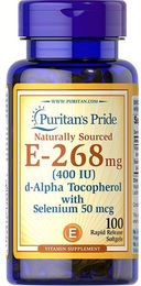 Puritan's Pride Vitamin E 400 IU und Selen 50 mcg Kapseln mit Selenhefe 100 Stück – Bild 1 von 2