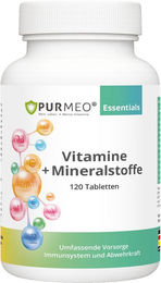 PURMEO 26 Vitamine und Mineralstoffe Tabletten mit Zink, Magnesium, Selen, Vitamin A, D, E, K, C und B-Vitaminen glutenfrei und laktosefrei 120 Stück – Bild 1 von 1