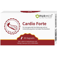 Produktbild von PURMEO Cardio Forte Nattokinase 2000 FU mit Coenzym Q10 100 mg, Vitamin B1 und Folsäure, 30 Kapseln, vegan, laktosefrei und glutenfrei