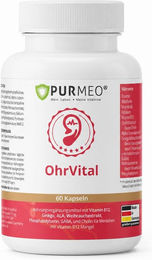 PURMEO OhrVital Vitamin B12 Methylcobalamin hochdosiert glutenfrei und laktosefrei 60 Kapseln – Bild 1 von 2