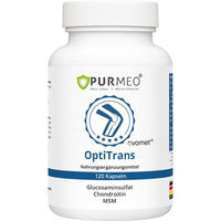 Produktbild von PURMEO OptiTrans Kapseln mit Ovomet Kollagen, Glucosaminsulfat, Chondroitin, MSM und Weihrauch, 120 Kapseln, vegetarisch, laktosefrei und glutenfrei