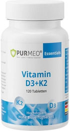PURMEO Vitamin D3 + K2 Tabletten mit 2000 I.E. D3 und 110µg K2, 180 Stück, vegetarisch, glutenfrei und laktosefrei – Bild 1 von 1