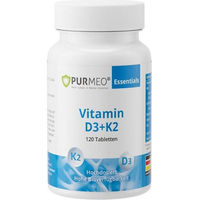 Produktbild von PURMEO Vitamin D3 + K2 Tabletten mit 2000 I.E. D3 und 110µg K2, 180 Stück, vegetarisch, glutenfrei und laktosefrei