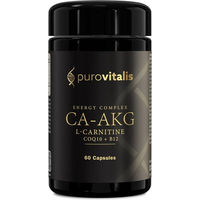 Produktbild von Purovitalis Ca-AKG mit L-Carnitin, CoQ10 und Vitamin B12 Kapseln vegan ohne Zusatzstoffe