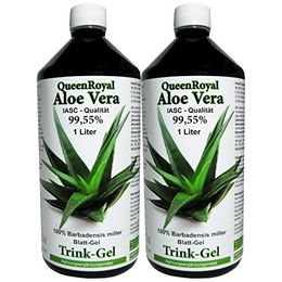 QueenRoyal Aloe Vera Trinkgel Barbadensis Miller 99,5% reines Blattgel 2x 1 Liter Sparpack ohne Zusatzstoffe – Bild 1 von 3